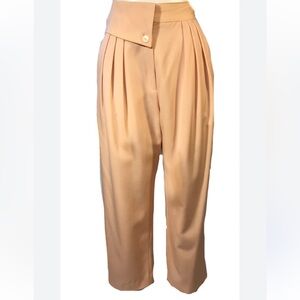 Vintage Style 1980s Eleanor P Brenner Pearl Color Wool Pants Size 10